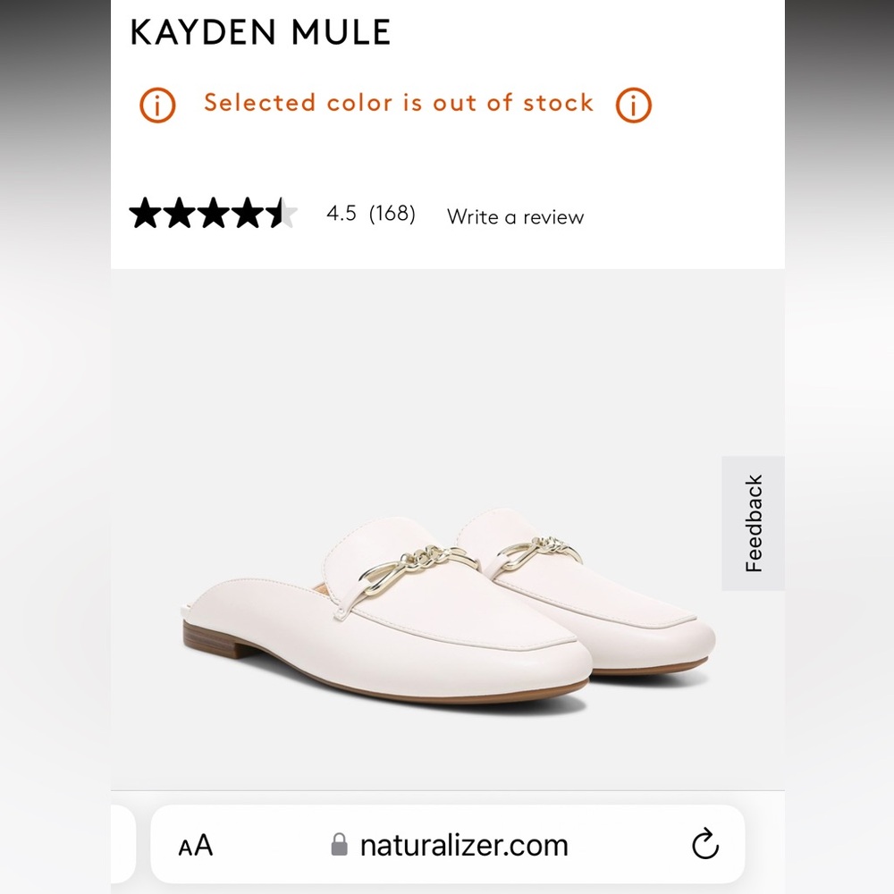 Naturalizer Kayden Mule in Satin Pearl Synthetic Women’s Size 6.5